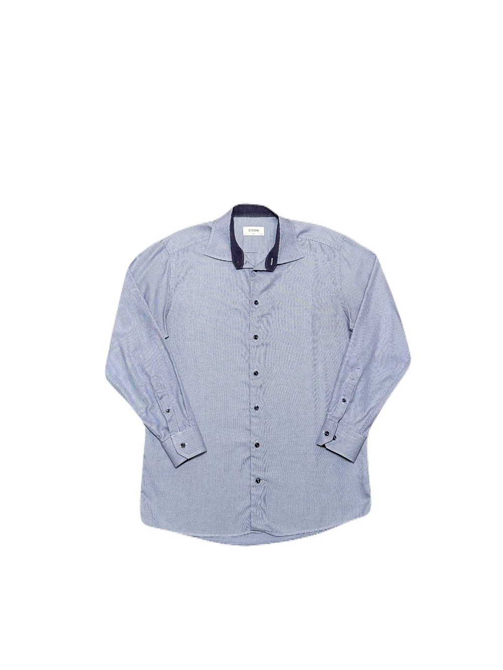 Eton Slim Fit Button Down Shirt Light Blue Micro Houndstooth size 17.5 44